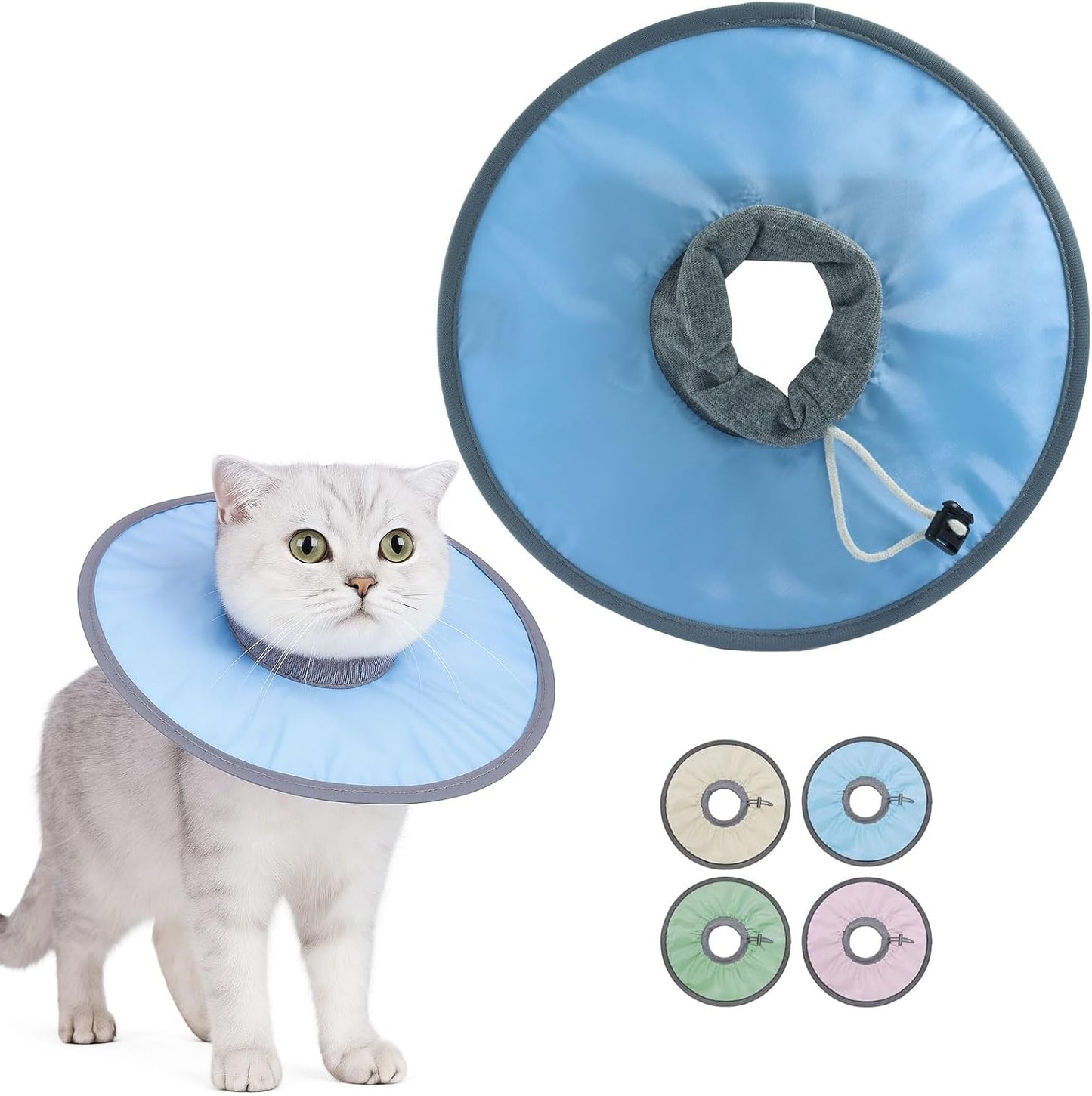 10.5 Inch Adjustable Elizabethan Collar for Cats - Soft & Comfortable Cat Cone Collar to Stop Licking & Scratching, Waterproof & Breathable Pet Cone(Cerulean Blue)