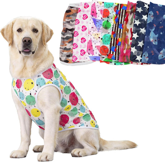 Dog Cooling Shirt for Medium Large Dogs, Breathable Mesh Dog T Shirt with Sun Protection, Lightweight Summer Dog Clothes, Soft Cooling Pajama Vest for Sleeping Walking Outdoor(Circular-30)