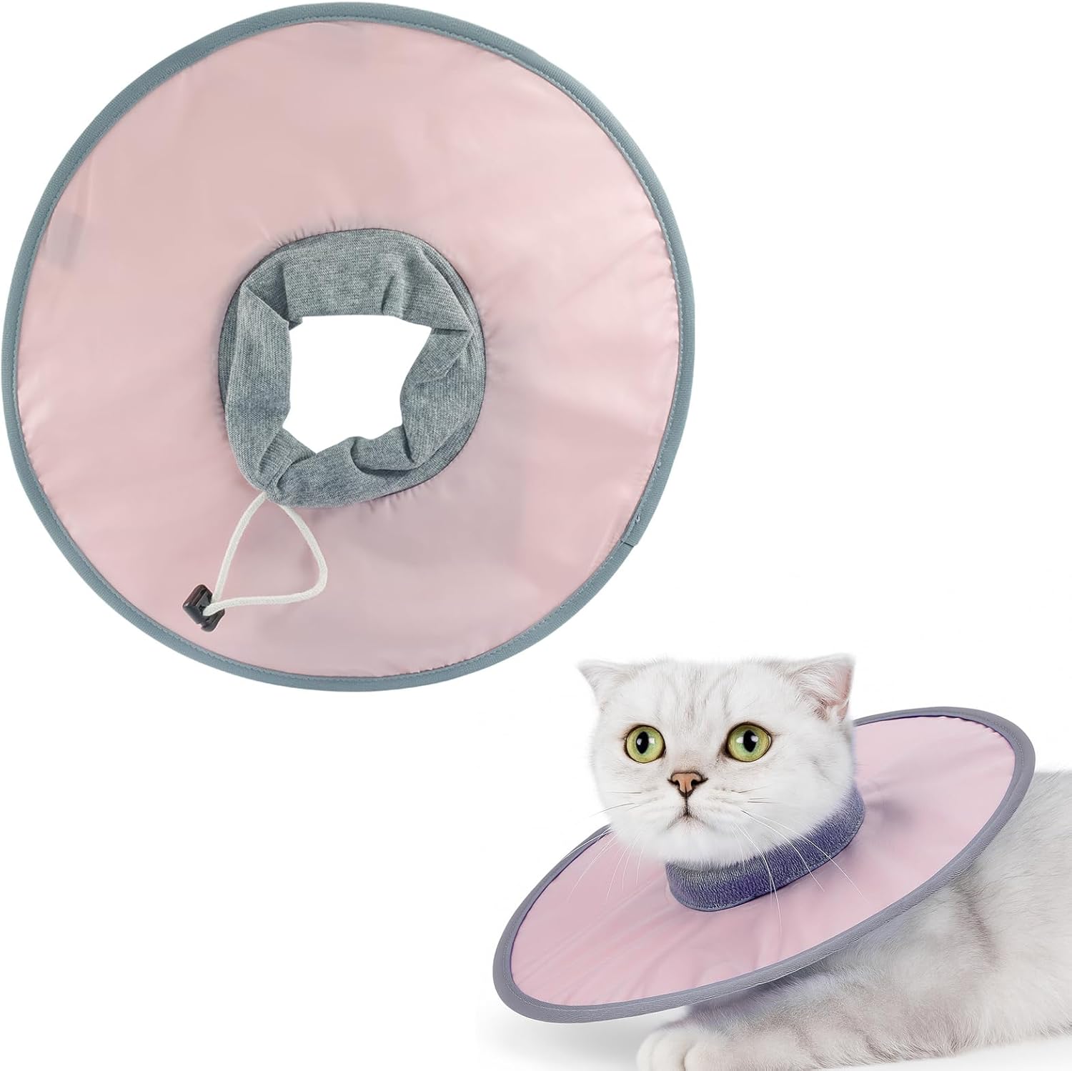 12 Inch Adjustable Elizabethan Collar for Cats - Soft & Comfortable Cat Cone Collar to Stop Licking & Scratching, Waterproof & Breathable Pet Cone(Blush Pink)