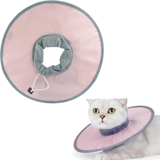 12 Inch Adjustable Elizabethan Collar for Cats - Soft & Comfortable Cat Cone Collar to Stop Licking & Scratching, Waterproof & Breathable Pet Cone(Blush Pink)