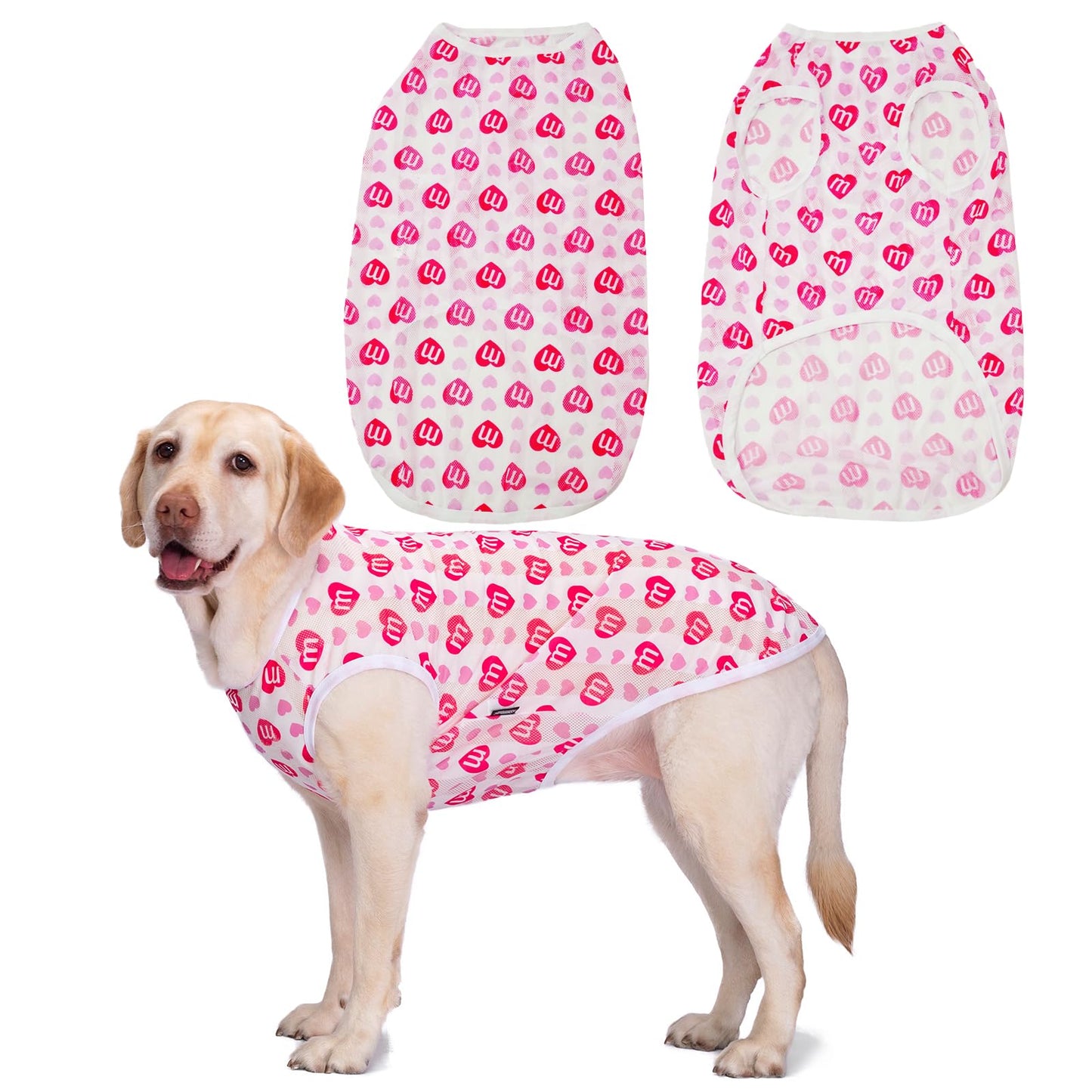 Dog Cooling Shirt for Medium Large Dogs, Breathable Mesh Dog T Shirt with Sun Protection, Lightweight Summer Dog Clothes, Soft Cooling Pajama Vest for Sleeping Walking Outdoor（Circular-30）