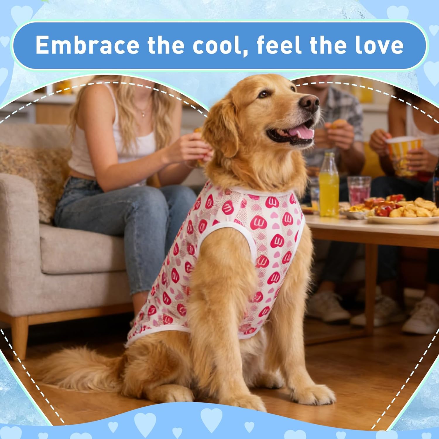 Dog Cooling Shirt for Medium Large Dogs, Breathable Mesh Dog T Shirt with Sun Protection, Lightweight Summer Dog Clothes, Soft Cooling Pajama Vest for Sleeping Walking Outdoor（Circular-30）