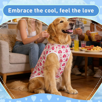Dog Cooling Shirt for Medium Large Dogs, Breathable Mesh Dog T Shirt with Sun Protection, Lightweight Summer Dog Clothes, Soft Cooling Pajama Vest for Sleeping Walking Outdoor（Circular-30）