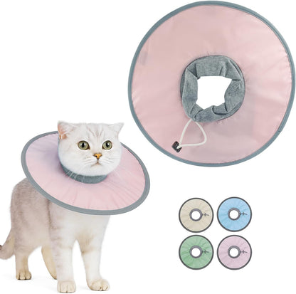 12 Inch Adjustable Elizabethan Collar for Cats - Soft & Comfortable Cat Cone Collar to Stop Licking & Scratching, Waterproof & Breathable Pet Cone(Blush Pink)