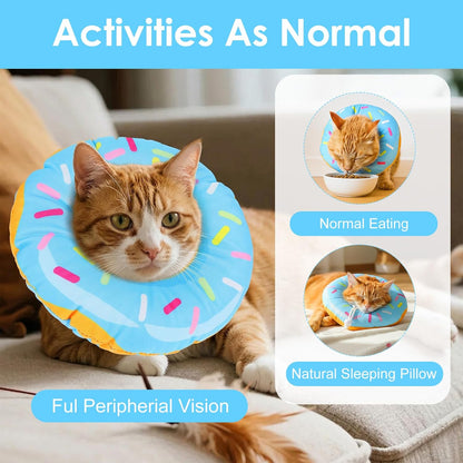 Cat Cone Collar Adjustable Cat Recovery Collars Soft Cone Cute Cats Collars After Surgery Kitten Recovery Cones to Stop Licking Pet Elizabethan Collar for Cats Kittens and Puppies（Blue）