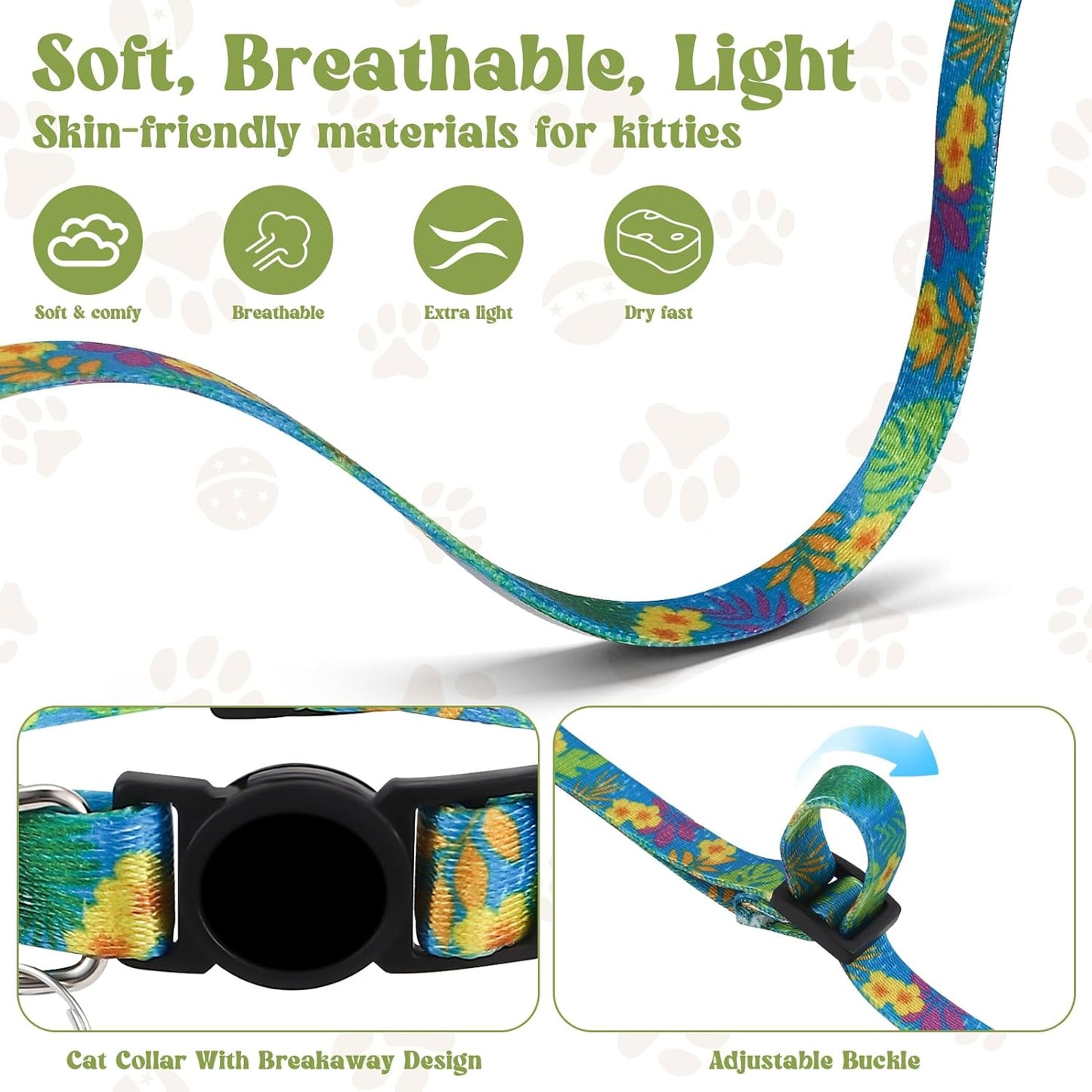 2 Pack Cat Harness and Leash Set - Escape Proof Adjustable Cat Harness, Outdoor Travel Harness for Cats & Kittens Multicolor