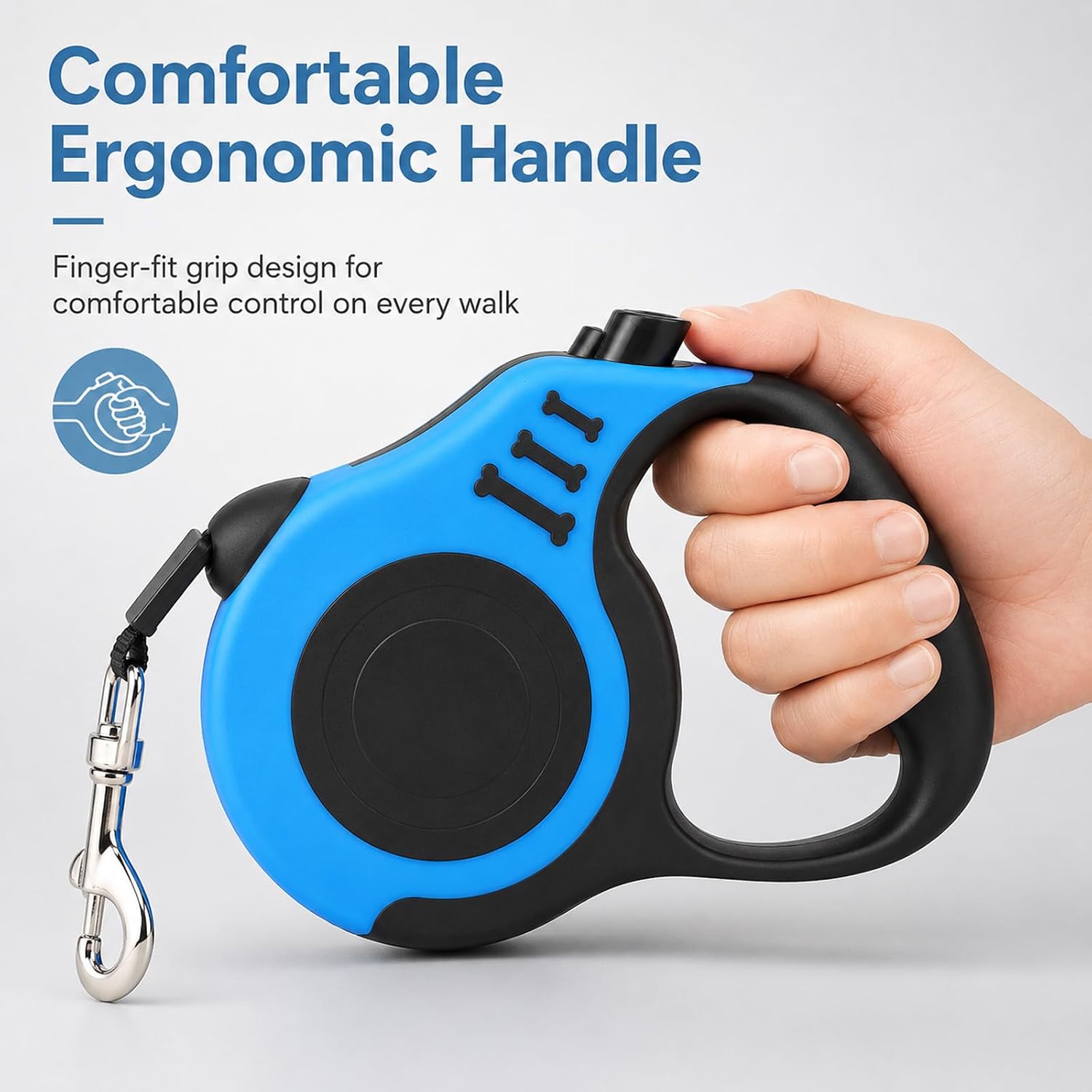 10 FT Retractable Dog Leash, Automatic Telescopic Pet Walking Leash with Non-Slip Handle, Durable Easy Grip Dog Tape Traction Rope for Small Medium Dogs, Blue