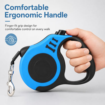 10 FT Retractable Dog Leash, Automatic Telescopic Pet Walking Leash with Non-Slip Handle, Durable Easy Grip Dog Tape Traction Rope for Small Medium Dogs, Blue