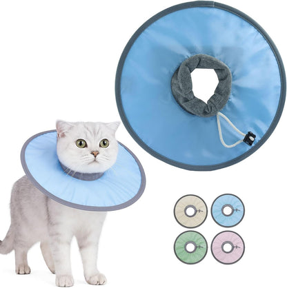 10.5 Inch Adjustable Elizabethan Collar for Cats - Soft & Comfortable Cat Cone Collar to Stop Licking & Scratching, Waterproof & Breathable Pet Cone(Cerulean Blue)