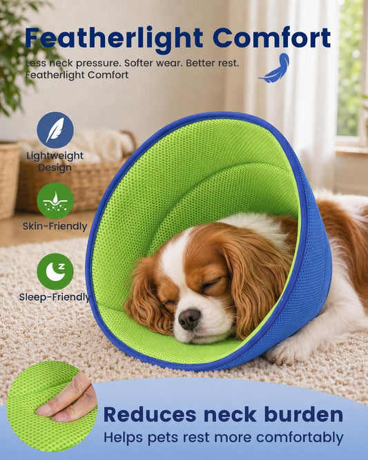Dog Recovery Collar for Dogs After Surgery – Soft Breathable Dog Cone Collar, Lightweight Elizabethan Collar Alternative for Wound Healing, Anti Licking, Comfortable Sleep & Daily Eating,L