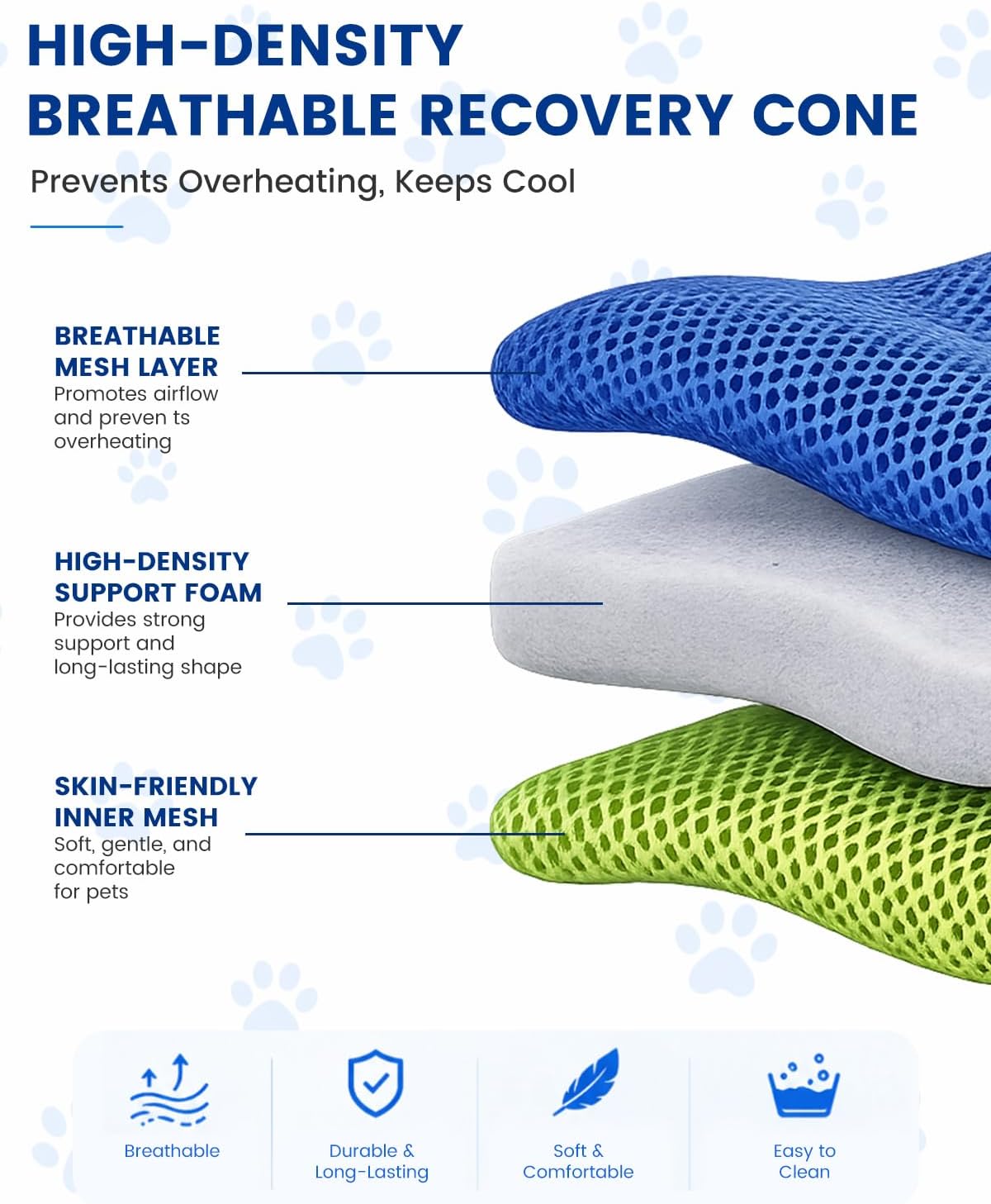 Dog Recovery Collar for Dogs After Surgery – Soft Breathable Dog Cone Collar, Lightweight Elizabethan Collar Alternative for Wound Healing, Anti Licking, Comfortable Sleep & Daily Eating,L