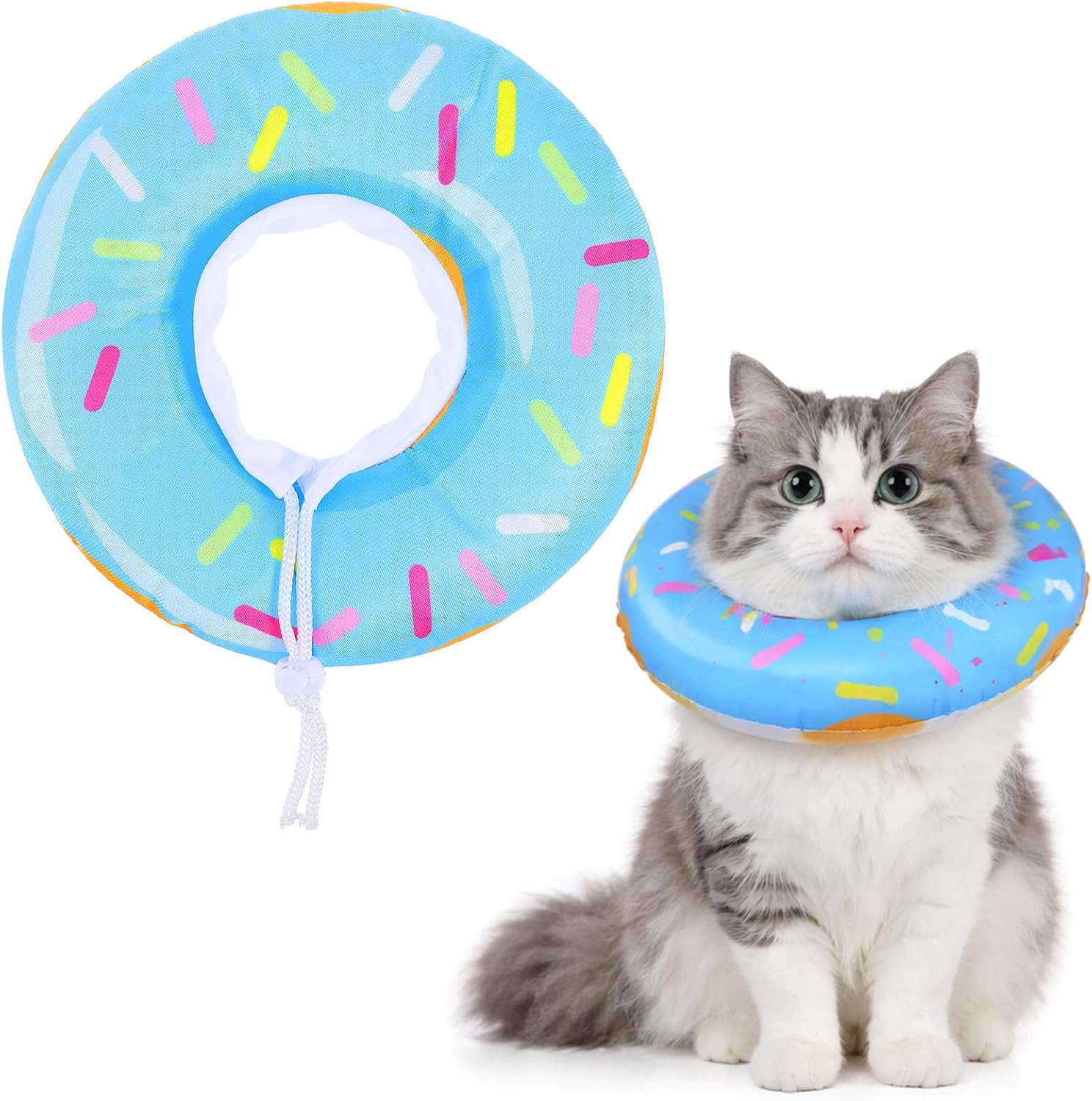 Cat Cone Collar Adjustable Cat Recovery Collars Soft Cone Cute Cats Collars After Surgery Kitten Recovery Cones to Stop Licking Pet Elizabethan Collar for Cats Kittens and Puppies（Blue）