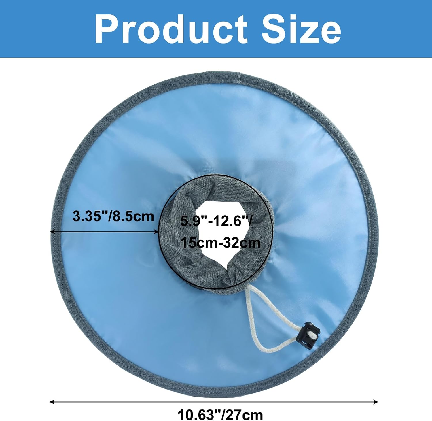 10.5 Inch Adjustable Elizabethan Collar for Cats - Soft & Comfortable Cat Cone Collar to Stop Licking & Scratching, Waterproof & Breathable Pet Cone(Cerulean Blue)