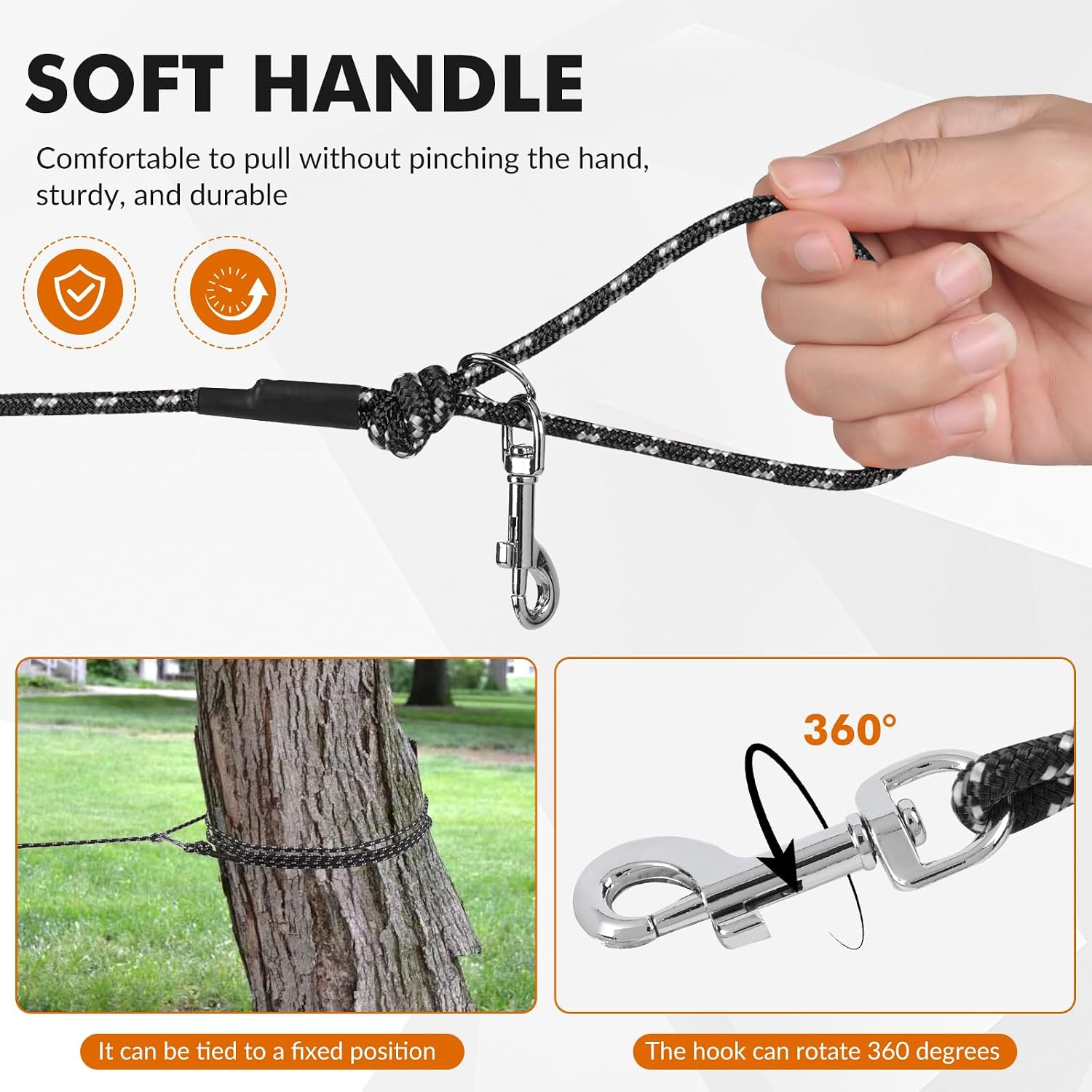 15FT Reflective Cat Leash,Escape Proof Long Training Lead for Cats Kittens & Small Pets,Durable Outdoor Walking Leash with Waste Bag Dispenser(Black)