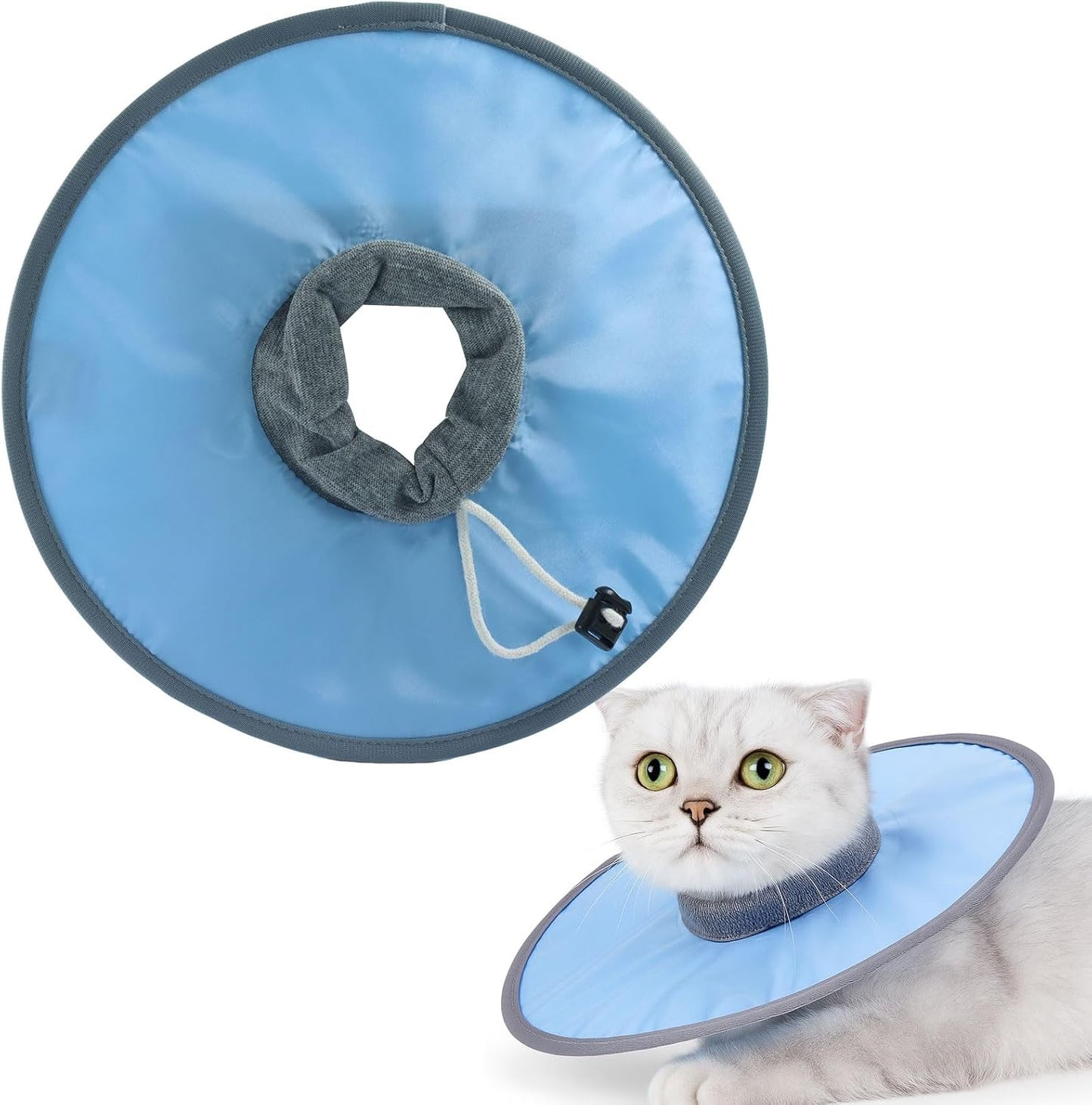 10.5 Inch Adjustable Elizabethan Collar for Cats - Soft & Comfortable Cat Cone Collar to Stop Licking & Scratching, Waterproof & Breathable Pet Cone(Cerulean Blue)