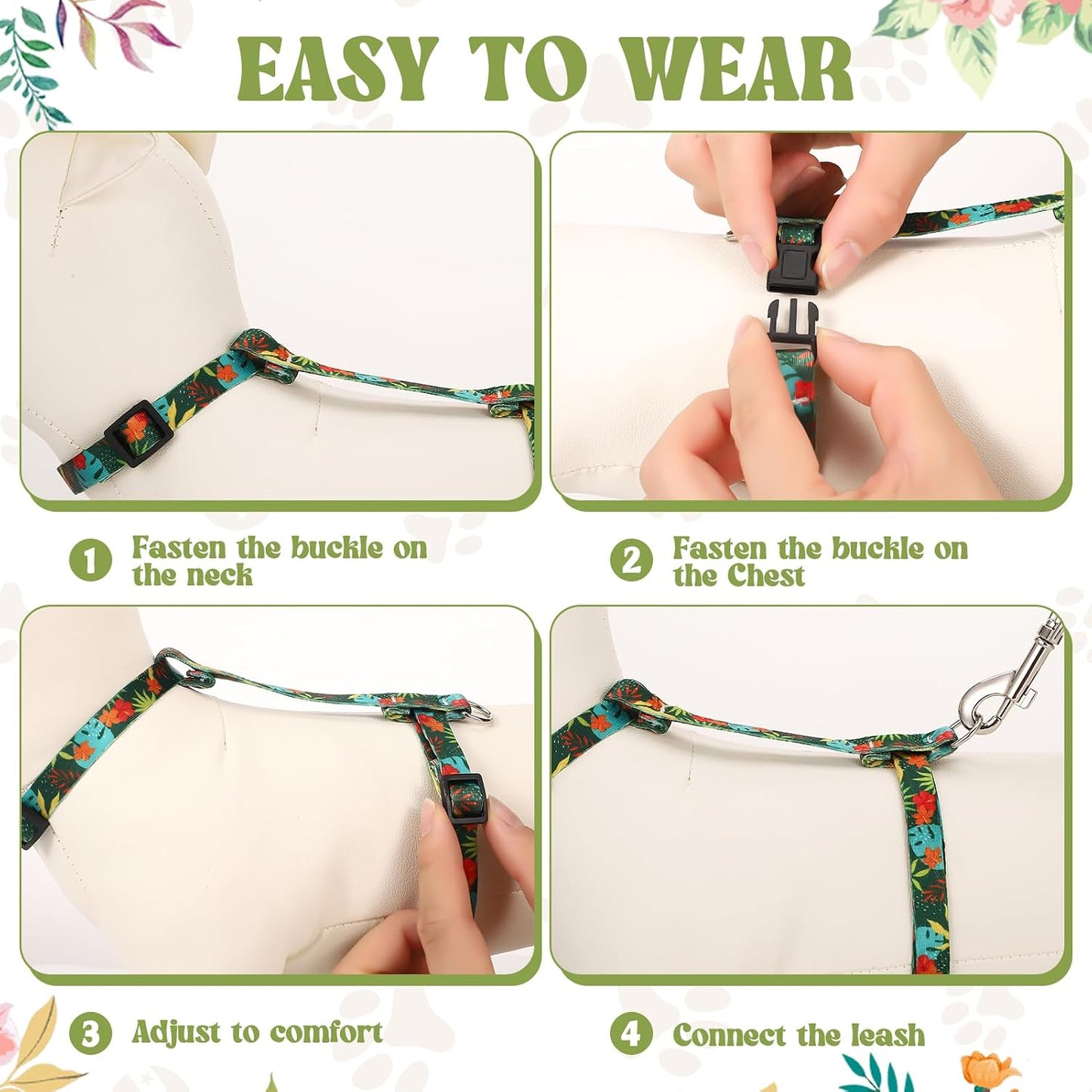 2 Pack Cat Harness and Leash Set - Escape Proof Adjustable Cat Harness, Outdoor Travel Harness for Cats & Kittens Multicolor