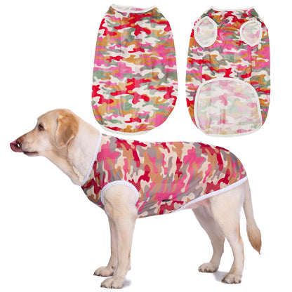 Dog Cooling Shirt for Medium Large Dogs, Breathable Mesh Dog T Shirt with Sun Protection, Lightweight Summer Dog Clothes, Soft Cooling Pajama Vest for Sleeping Walking Outdoor（Circular-30）