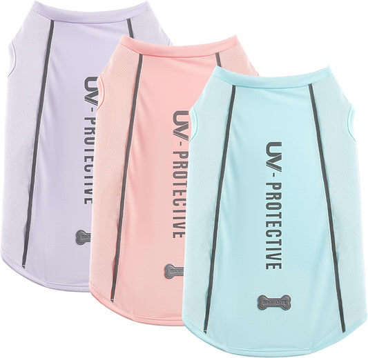 3Pack Sunblock Dog Shirt Breathable Reflective Dog T-Shirt Lightweight Sun Protection Sleeveless Dog T Shirts for Small Medium Large Dogs Perfect for Summer Walks & Outdoor Adventures