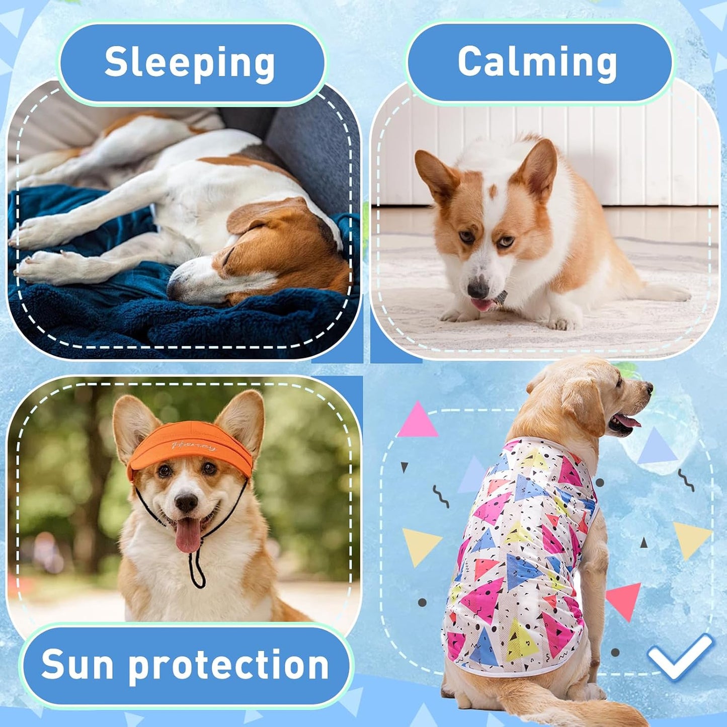 Dog Cooling Shirt for Medium Large Dogs, Breathable Mesh Dog T Shirt with Sun Protection, Lightweight Summer Dog Clothes, Soft Cooling Pajama Vest for Sleeping Walking Outdoor（Circular-30）