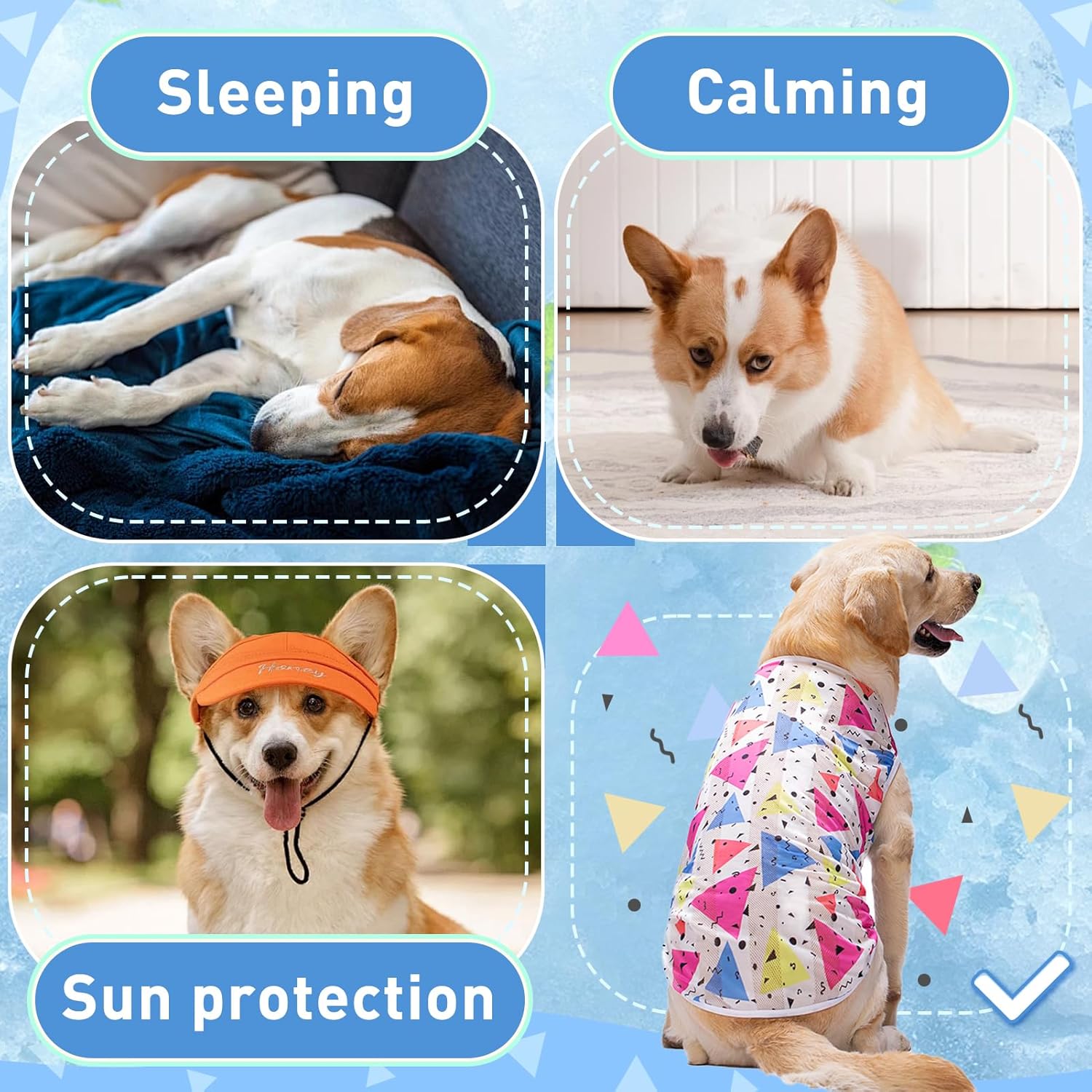 Dog Cooling Shirt for Medium Large Dogs, Breathable Mesh Dog T Shirt with Sun Protection, Lightweight Summer Dog Clothes, Soft Cooling Pajama Vest for Sleeping Walking Outdoor（Circular-30）