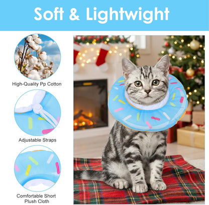 Cat Cone Collar Adjustable Cat Recovery Collars Soft Cone Cute Cats Collars After Surgery Kitten Recovery Cones to Stop Licking Pet Elizabethan Collar for Cats Kittens and Puppies（Blue）