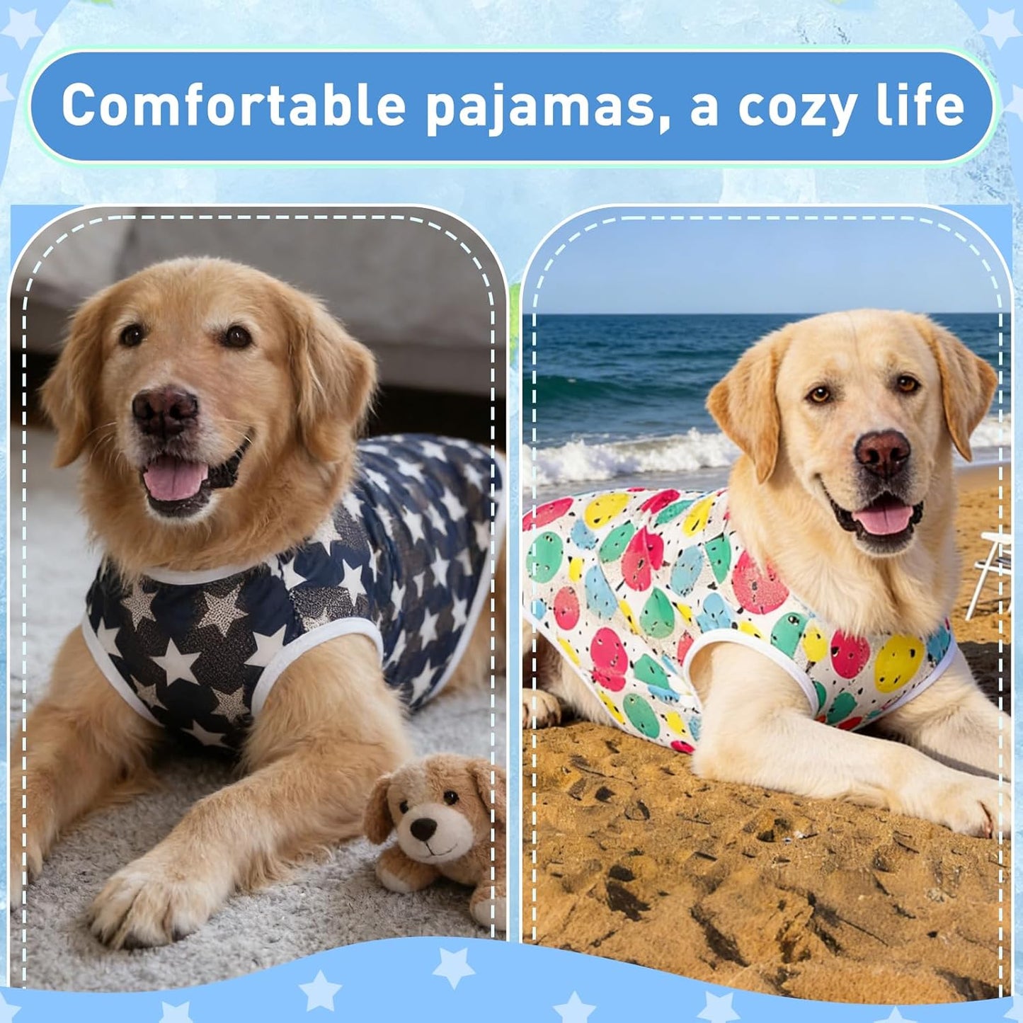Dog Cooling Shirt for Medium Large Dogs, Breathable Mesh Dog T Shirt with Sun Protection, Lightweight Summer Dog Clothes, Soft Cooling Pajama Vest for Sleeping Walking Outdoor（Circular-30）