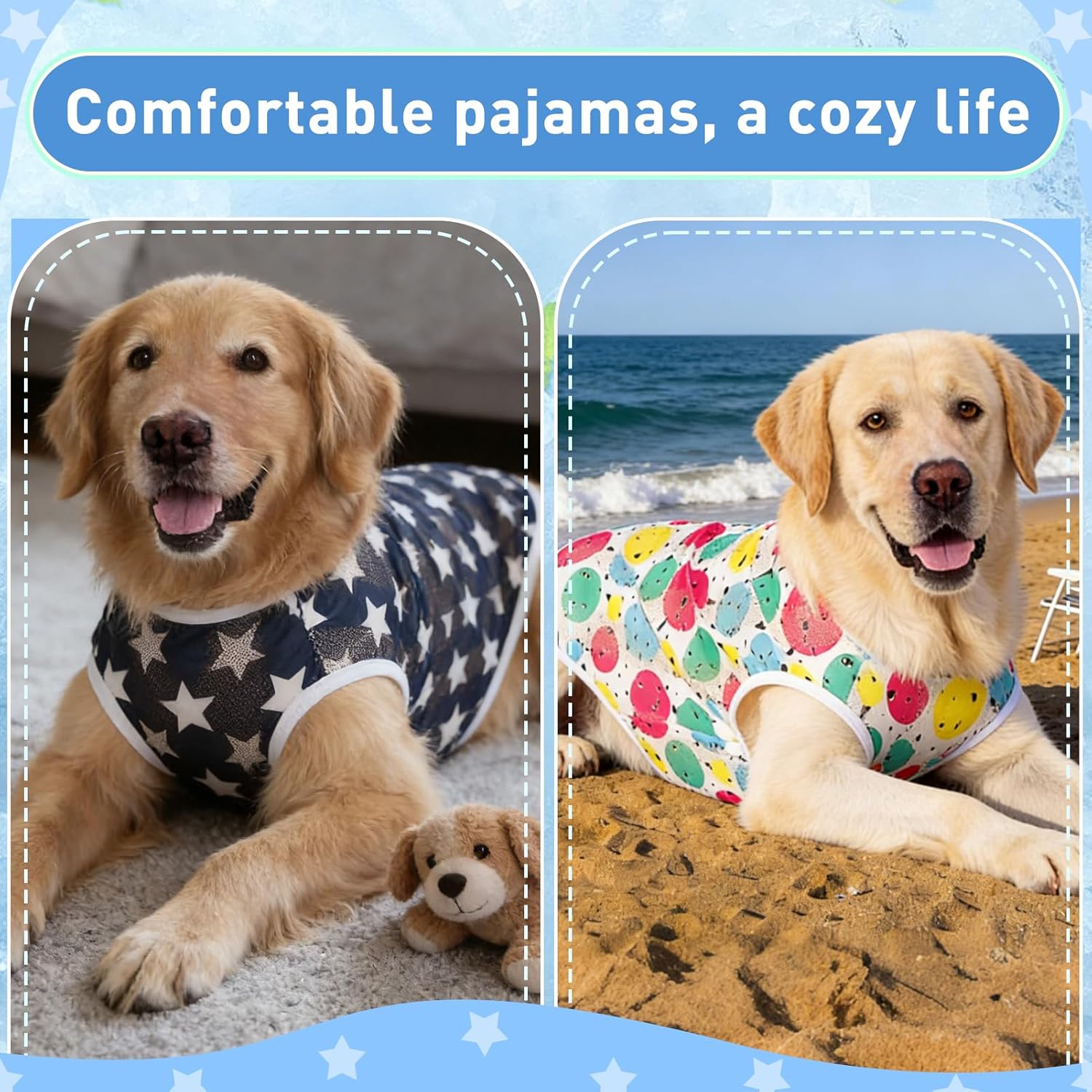 Dog Cooling Shirt for Medium Large Dogs, Breathable Mesh Dog T Shirt with Sun Protection, Lightweight Summer Dog Clothes, Soft Cooling Pajama Vest for Sleeping Walking Outdoor（Circular-30）