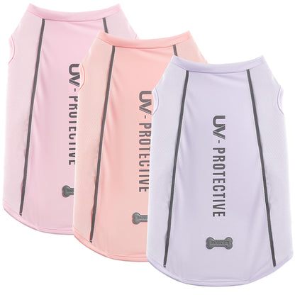 3Pack Sunblock Dog Shirt Breathable Reflective Dog T-Shirt Lightweight Sun Protection Sleeveless Dog T Shirts for Small Medium Large Dogs Perfect for Summer Walks & Outdoor Adventures